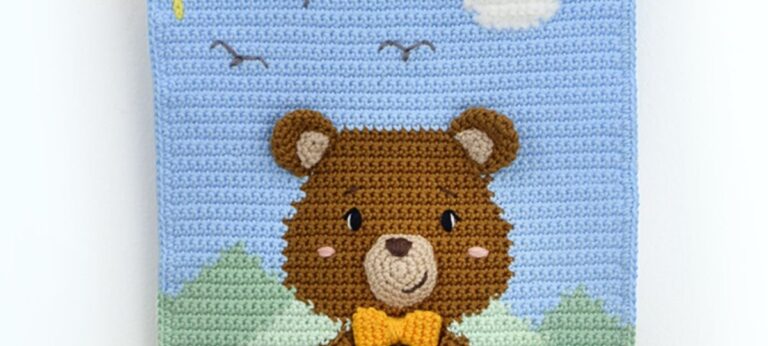 Bazar Horizonte publica receita de flâmula de urso em macramê com fio Amigurumi