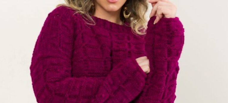 Bazar Horizonte libera passo a passo da blusa Begônia de tricô com lã Mollet